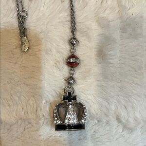 Guess Silver and Black Crown Necklace